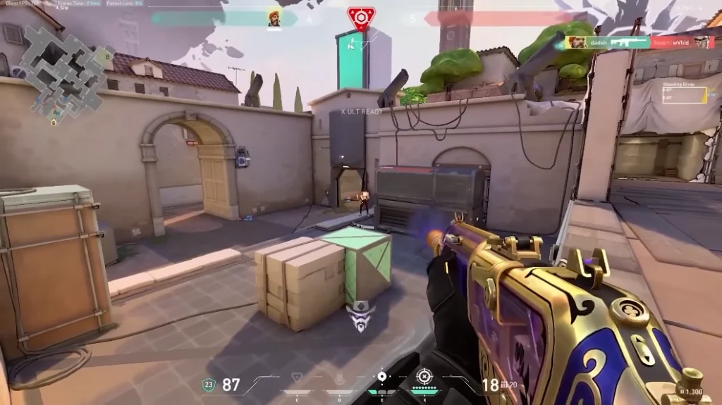 Valorant Cheats aimbot — ESP boxes and target line on Ascent
